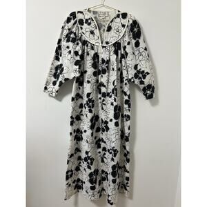 Vintage I Magnin House Dress‎ Sleep Pajama David Brown Floral Small Oversized